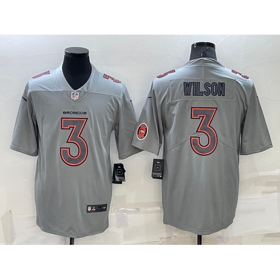 Men Denver Broncos 3 Russell Wilson Grey Atmosphere Fashion Stitched Jersey Men Denver Broncos 3 Russell Wilson Grey Atmosphere Fashion Stitched Jersey