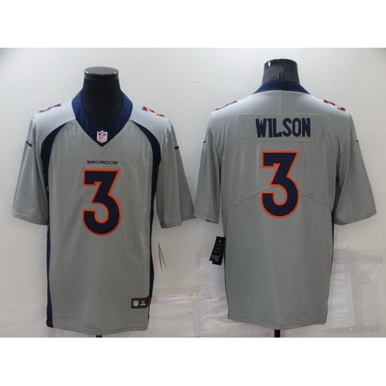 Men Denver Broncos 3 Russell Wilson Grey Stitched jersey Men Denver Broncos 3 Russell Wilson Grey Stitched jersey