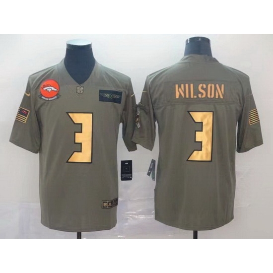Men Denver Broncos 3 Russell Wilson Olive Gold Salute To Service Limited Stitched jersey Men Denver Broncos 3 Russell Wilson Olive Gold Salute To Service Limited Stitched jersey