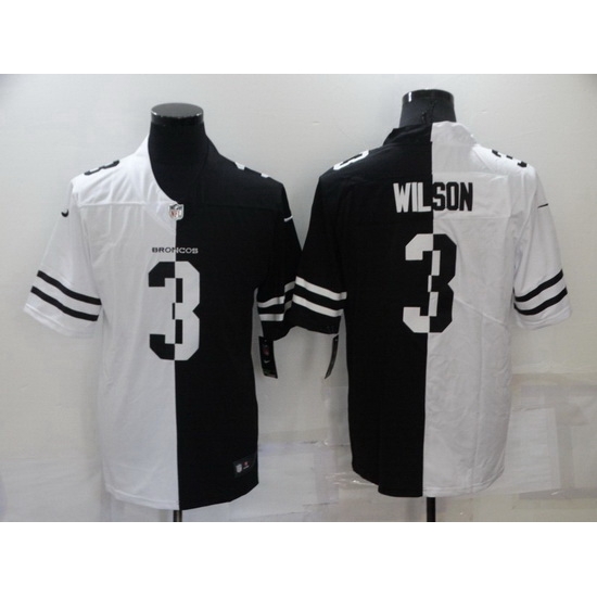 Men Denver Broncos 3 Russell Wilson White Black Split Stitched jersey Men Denver Broncos 3 Russell Wilson White Black Split Stitched jersey