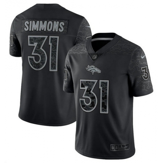 Men Denver Broncos 31 Justin Simmons Black Reflective Limited Stitched Football Jersey