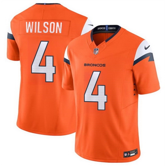 Men Denver Broncos 4 Zach Wilson Orange 2024 F U S E Vapor Limited Stitched Football Jersey Men Denver Broncos 4 Zach Wilson Orange 2024 F U S E Vapor Limited Stitched Football Jersey