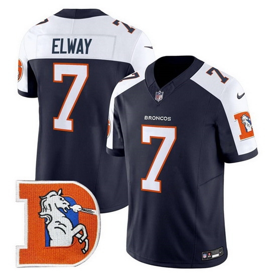 Men Denver Broncos 7 John Elway Navy 2024 F U S E V2 Throwback Vapor Limited Alternate Stitched Football Jersey Men Denver Broncos 7 John Elway Navy 2024 F U S E V2 Throwback Vapor Limited Alternate Stitched Football Jersey