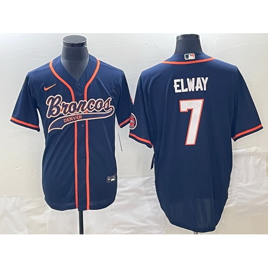 Men Denver Broncos 7 John Elway Navy Cool Base Stitched Baseball Jersey Men Denver Broncos 7 John Elway Navy Cool Base Stitched Baseball Jersey