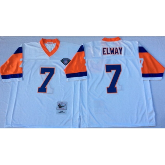 Men Denver Broncos 7 John Elway White M&N Throwback Jersey Men Denver Broncos 7 John Elway White M&N Throwback Jersey