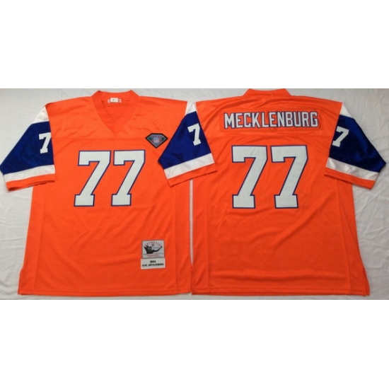 Men Denver Broncos 77 Karl Mecklenburg Orange M&N Throwback Jersey Men Denver Broncos 77 Karl Mecklenburg Orange M&N Throwback Jersey