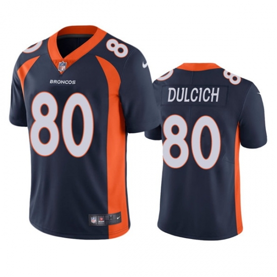 Men Denver Broncos 80 Greg Dulcich Navy Vapor Untouchable Stitched Jersey Men Denver Broncos 80 Greg Dulcich Navy Vapor Untouchable Stitched Jersey