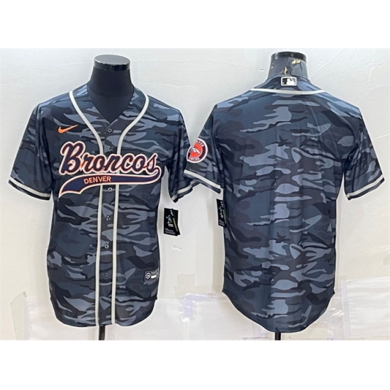 Men Denver Broncos Blank Grey Camo With Patch Cool Base Stitched Baseball Jersey Men Denver Broncos Blank Grey Camo With Patch Cool Base Stitched Baseball Jersey