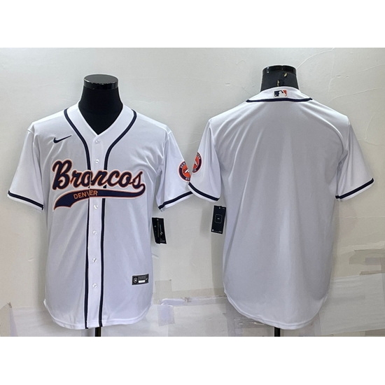 Men Denver Broncos Blank White Cool Base Stitched Baseball Jersey Men Denver Broncos Blank White Cool Base Stitched Baseball Jersey