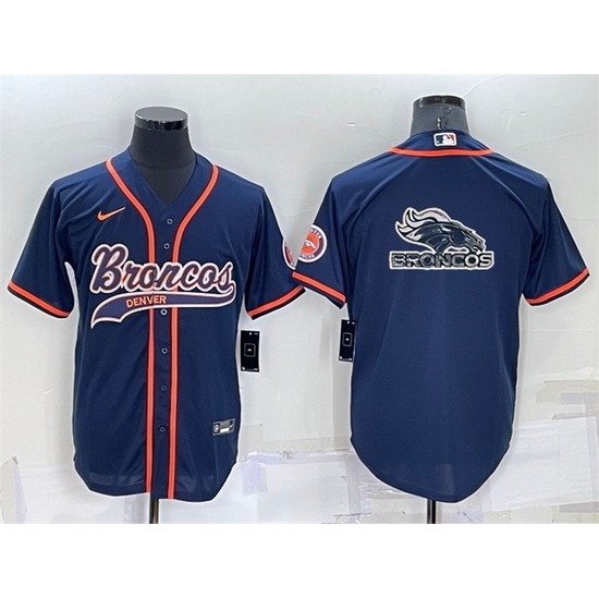 Men Denver Broncos Navy Team Big Logo With Patch Cool Base Stitched Baseb Men Denver Broncos Navy Team Big Logo With Patch Cool Base Stitched Baseb