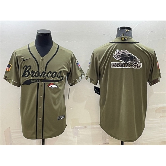 Men Denver Broncos Olive Salute To Service Team Big Logo Cool Base Stitched Baseball Jersey Men Denver Broncos Olive Salute To Service Team Big Logo Cool Base Stitched Baseball Jersey