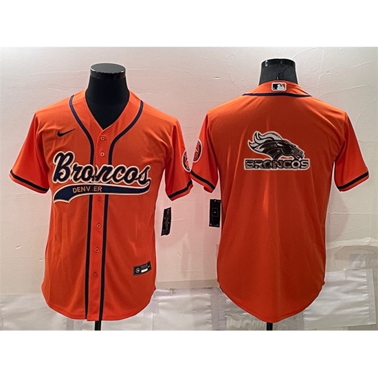 Men Denver Broncos Orange Team Big Logo With Patch Cool Base Stitched Baseb Men Denver Broncos Orange Team Big Logo With Patch Cool Base Stitched Baseb