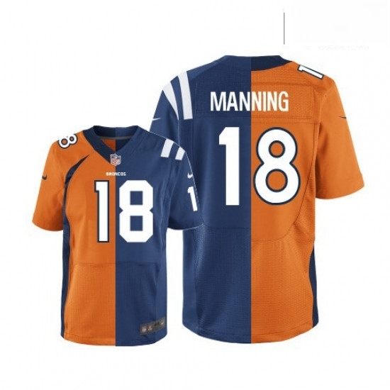 Men Nike Denver Broncos 18 Peyton Manning Elite Navy BlueWhite Split Fashion NFL Jersey Men Nike Denver Broncos 18 Peyton Manning Elite Navy BlueWhite Split Fashion NFL Jersey