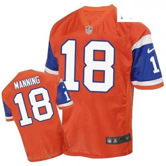 Men Nike Denver Broncos 18 Peyton Manning Elite Orange Throwback NFL Jersey Men Nike Denver Broncos 18 Peyton Manning Elite Orange Throwback NFL Jersey