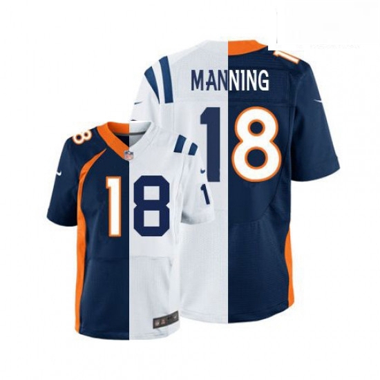 Men Nike Denver Broncos 18 Peyton Manning Elite OrangeRoyal Blue Split Fashion NFL Jersey Men Nike Denver Broncos 18 Peyton Manning Elite OrangeRoyal Blue Split Fashion NFL Jersey