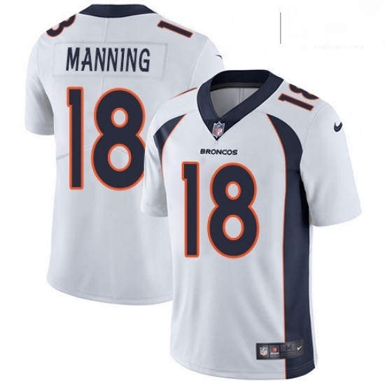 Men Nike Denver Broncos 18 Peyton Manning White Vapor Untouchable Limited Player NFL Jersey Men Nike Denver Broncos 18 Peyton Manning White Vapor Untouchable Limited Player NFL Jersey