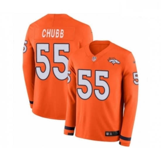 Men Nike Denver Broncos 55 Bradley Chubb Limited Orange Therma Long Sleeve NFL Jersey Men Nike Denver Broncos 55 Bradley Chubb Limited Orange Therma Long Sleeve NFL Jersey