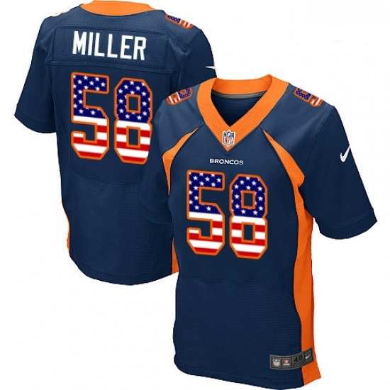 Men Nike Denver Broncos 58 Von Miller Elite Navy Blue Alternate USA Flag Fashion NFL Jersey Men Nike Denver Broncos 58 Von Miller Elite Navy Blue Alternate USA Flag Fashion NFL Jersey