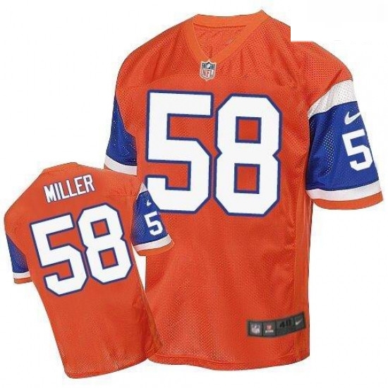 Men Nike Denver Broncos 58 Von Miller Elite Orange Throwback NFL Jersey Men Nike Denver Broncos 58 Von Miller Elite Orange Throwback NFL Jersey