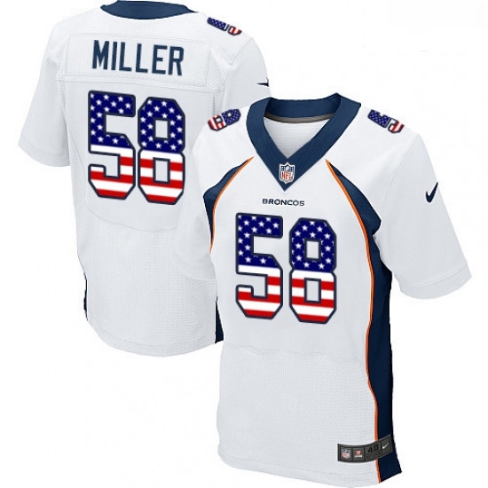 Men Nike Denver Broncos 58 Von Miller Elite White Road USA Flag Fashion NFL Jersey Men Nike Denver Broncos 58 Von Miller Elite White Road USA Flag Fashion NFL Jersey