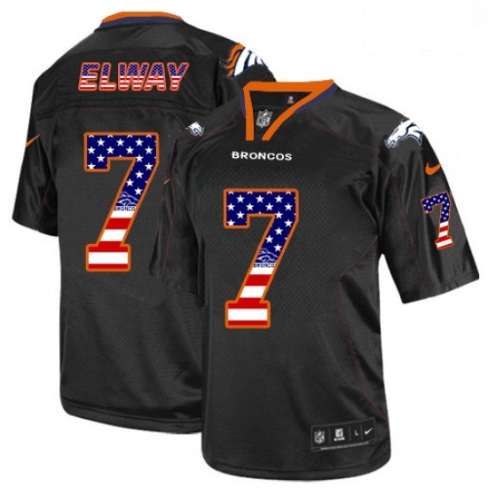 Men Nike Denver Broncos 7 John Elway Elite Black USA Flag Fashion NFL Jersey Men Nike Denver Broncos 7 John Elway Elite Black USA Flag Fashion NFL Jersey