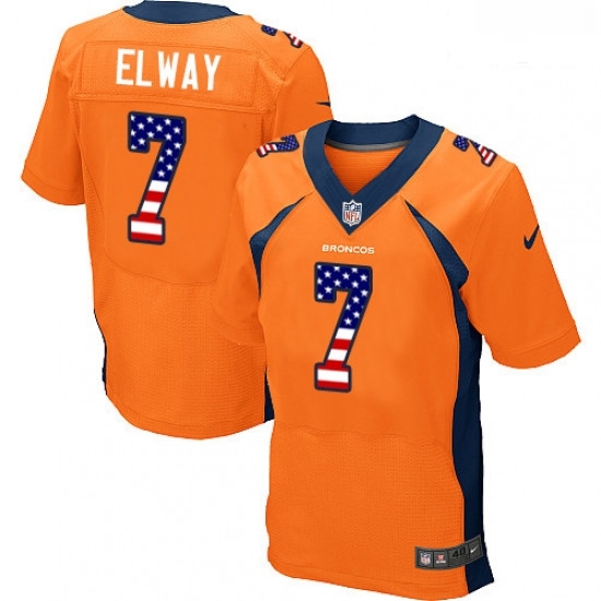 Men Nike Denver Broncos 7 John Elway Elite Orange Home USA Flag Fashion NFL Jersey Men Nike Denver Broncos 7 John Elway Elite Orange Home USA Flag Fashion NFL Jersey