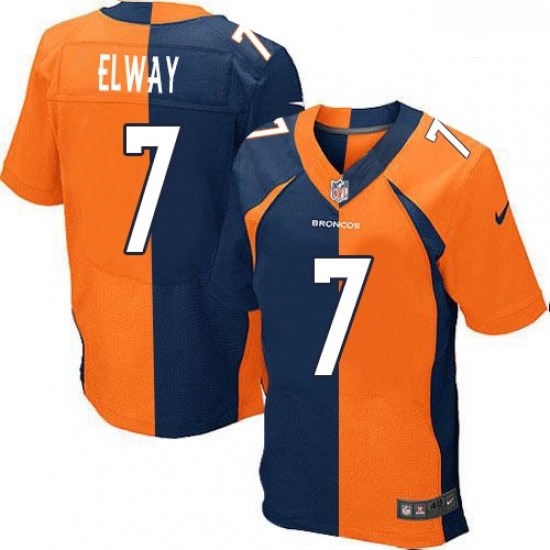 Men Nike Denver Broncos 7 John Elway Elite OrangeNavy Split Fashion NFL Jersey Men Nike Denver Broncos 7 John Elway Elite OrangeNavy Split Fashion NFL Jersey