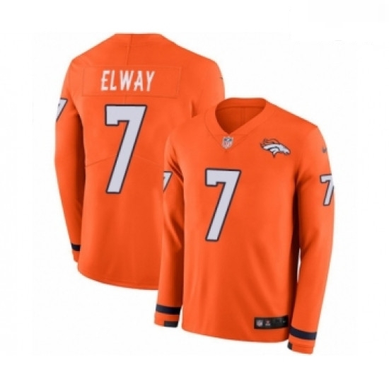 Men Nike Denver Broncos 7 John Elway Limited Orange Therma Long Sleeve NFL Jersey Men Nike Denver Broncos 7 John Elway Limited Orange Therma Long Sleeve NFL Jersey