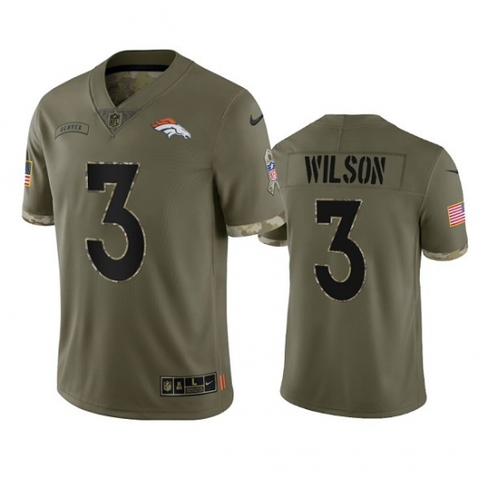 Men's Denver Broncos #3 Russell Wilson 2022 Olive Salute To Service Limited Stitched Jersey Men's Denver Broncos #3 Russell Wilson 2022 Olive Salute To Service Limited Stitched Jersey