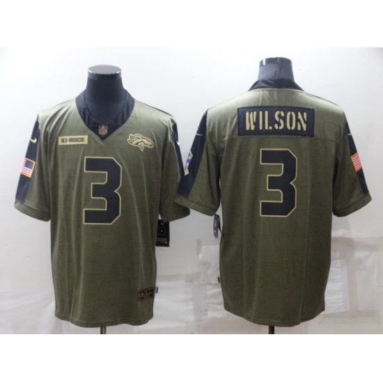 Men's Denver Broncos #3 Russell Wilson Olive 2021 Salute To Service Limited Stitched Jersey Men's Denver Broncos #3 Russell Wilson Olive 2021 Salute To Service Limited Stitched Jersey