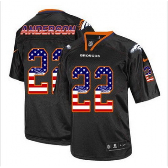 New Denver Broncos #22 C.J. Anderson Black Men' Stitched NFL Elite USA Flag Fashion Jersey New Denver Broncos #22 C.J. Anderson Black Men' Stitched NFL Elite USA Flag Fashion Jersey