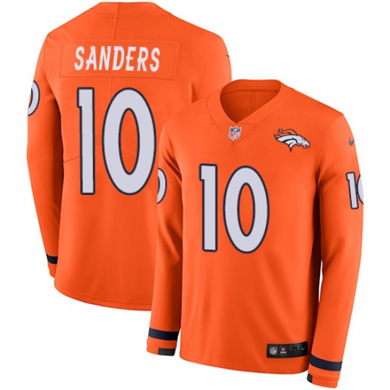 Nike Broncos #10 Emmanuel Sanders Orange Team Color Men Stitched NFL Limited Therma Long Sleeve Jersey Nike Broncos #10 Emmanuel Sanders Orange Team Color Men Stitched NFL Limited Therma Long Sleeve Jersey