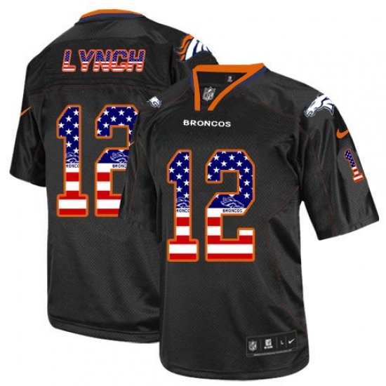 Nike Broncos #12 Paxton Lynch Black Mens Stitched NFL Elite USA Flag Fashion Jersey Nike Broncos #12 Paxton Lynch Black Mens Stitched NFL Elite USA Flag Fashion Jersey