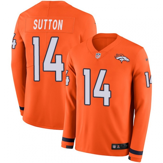 Nike Broncos #14 Courtland Sutton Orange Team Color Men Stitched NFL Limited Therma Long Sleeve Jersey Nike Broncos #14 Courtland Sutton Orange Team Color Men Stitched NFL Limited Therma Long Sleeve Jersey