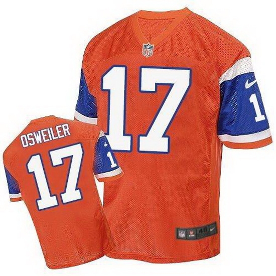 Nike Broncos #17 Brock Osweiler Orange Throwback Mens Stitched NFL Elite Jersey Nike Broncos #17 Brock Osweiler Orange Throwback Mens Stitched NFL Elite Jersey