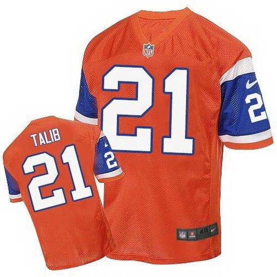Nike Broncos #21 Aqib Talib Orange Throwback Mens Stitched NFL Elite Jersey Nike Broncos #21 Aqib Talib Orange Throwback Mens Stitched NFL Elite Jersey
