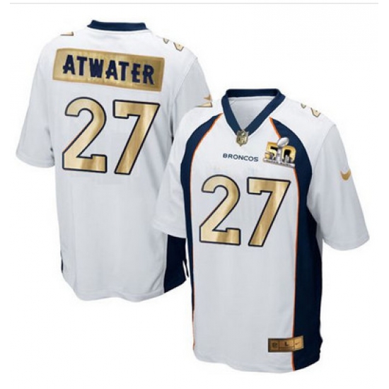 Nike Broncos #27 Steve Atwater White Mens Stitched NFL Game Super Bowl 50 Collection Jersey Nike Broncos #27 Steve Atwater White Mens Stitched NFL Game Super Bowl 50 Collection Jersey