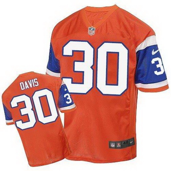 Nike Broncos #30 Terrell Davis Orange Throwback Mens Stitched NFL Elite Jersey Nike Broncos #30 Terrell Davis Orange Throwback Mens Stitched NFL Elite Jersey