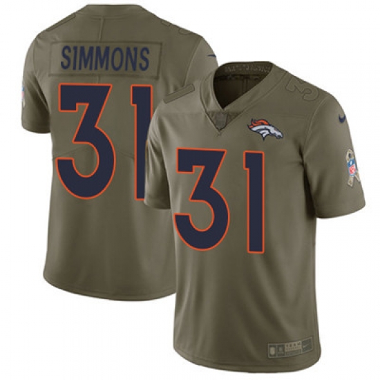 Nike Broncos #31 Justin Simmons Olive Mens Stitched NFL Limited 2017 Salute To Service Jersey Nike Broncos #31 Justin Simmons Olive Mens Stitched NFL Limited 2017 Salute To Service Jersey