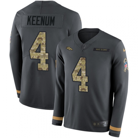Nike Broncos 4 Case Keenum Anthracite Salute to Service Men s Stitched NFL Limited Therma Long Sleeve Jersey Nike Broncos 4 Case Keenum Anthracite Salute to Service Men s Stitched NFL Limited Therma Long Sleeve Jersey