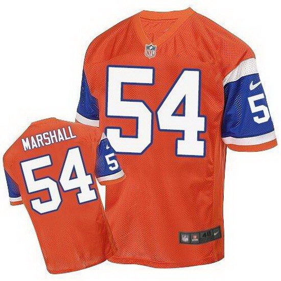 Nike Broncos #54 Brandon Marshall Orange Throwback Mens Stitched NFL Elite Jersey Nike Broncos #54 Brandon Marshall Orange Throwback Mens Stitched NFL Elite Jersey