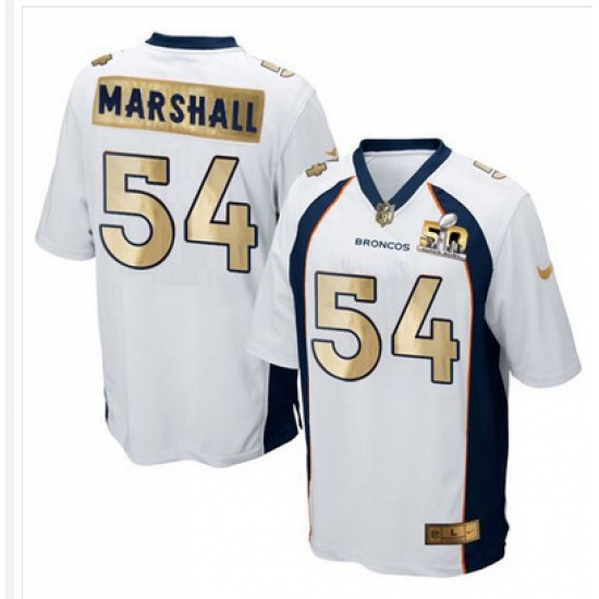 Nike Broncos #54 Brandon Marshall White Mens Stitched NFL Game Super Bowl 50 Collection Jersey Nike Broncos #54 Brandon Marshall White Mens Stitched NFL Game Super Bowl 50 Collection Jersey