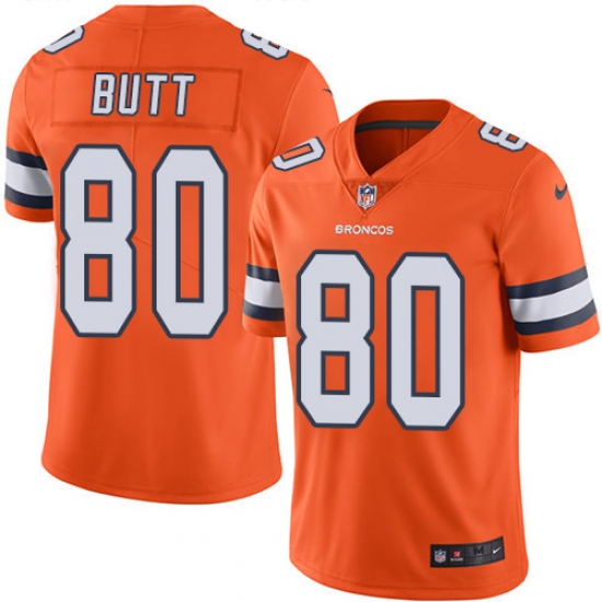 Nike Broncos #80 Jake Butt Orange Mens Stitched NFL Limited Rush Jersey Nike Broncos #80 Jake Butt Orange Mens Stitched NFL Limited Rush Jersey