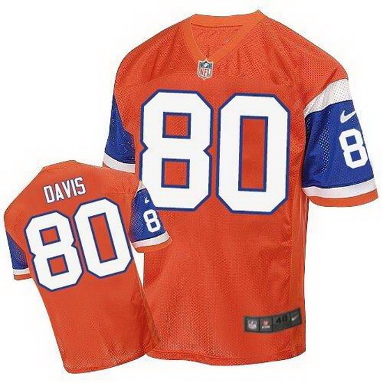 Nike Broncos #80 Vernon Davis Orange Throwback Mens Stitched NFL Elite Jersey Nike Broncos #80 Vernon Davis Orange Throwback Mens Stitched NFL Elite Jersey