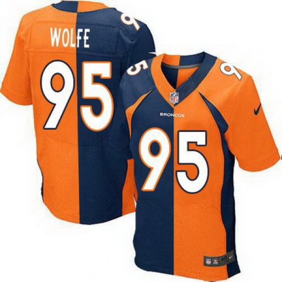 Nike Broncos #95 Derek Wolfe Orange Navy Blue Mens Stitched NFL Elite Split Jersey Nike Broncos #95 Derek Wolfe Orange Navy Blue Mens Stitched NFL Elite Split Jersey