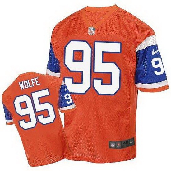 Nike Broncos #95 Derek Wolfe Orange Throwback Mens Stitched NFL Elite Jersey Nike Broncos #95 Derek Wolfe Orange Throwback Mens Stitched NFL Elite Jersey