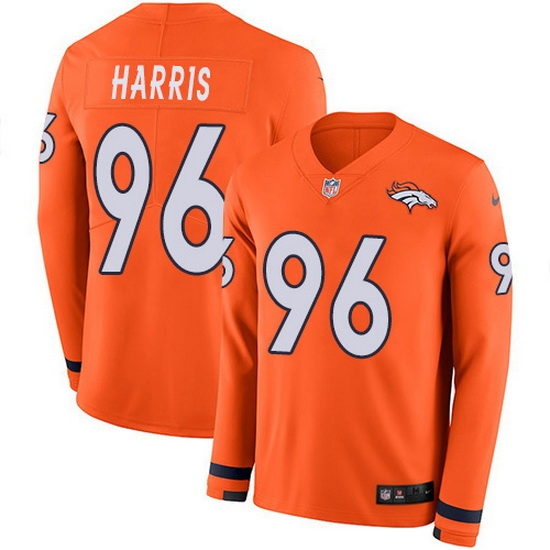 Nike Broncos 96 Shelby Harris Orange Team Color Men Stitched NFL Limited Therma Long Sleeve Jersey Nike Broncos 96 Shelby Harris Orange Team Color Men Stitched NFL Limited Therma Long Sleeve Jersey