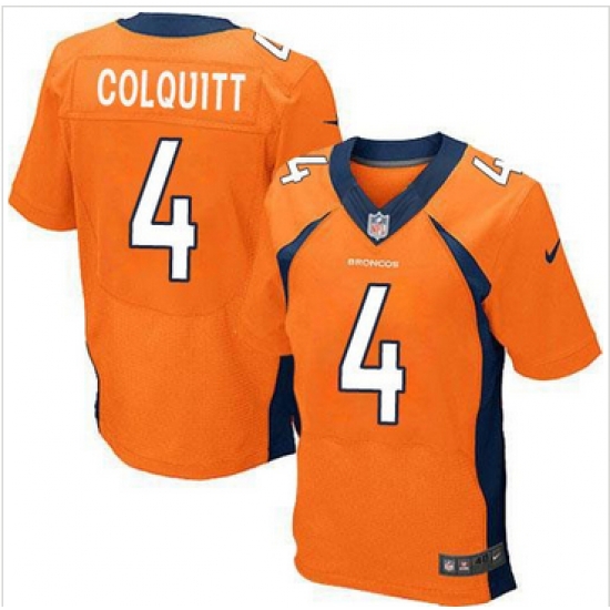 Nike Denver Broncos #4 Britton Colquitt Orange Team Color Mens Stitched NFL New Elite Jersey Nike Denver Broncos #4 Britton Colquitt Orange Team Color Mens Stitched NFL New Elite Jersey