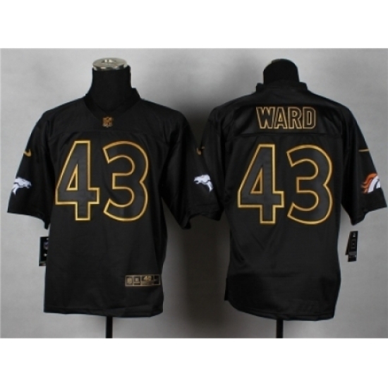 Nike Denver Broncos 43 T.J. Ward black Elite gold lettering fashion Nike Denver Broncos 43 T.J. Ward black Elite gold lettering fashion
