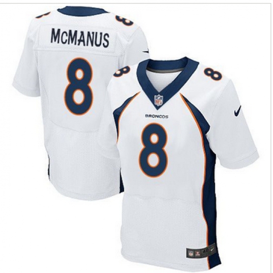 Nike Denver Broncos #8 Brandon McManus White Mens Stitched NFL New Elite Jersey Nike Denver Broncos #8 Brandon McManus White Mens Stitched NFL New Elite Jersey